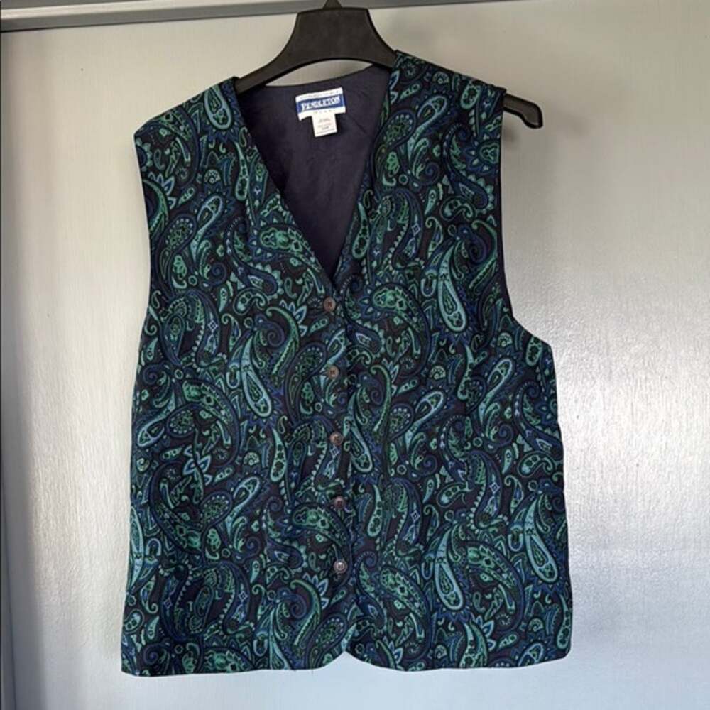 Pendleton Plus Women's Lined Button Front Rayon Sleeveless Vest sz 16W Paisley
